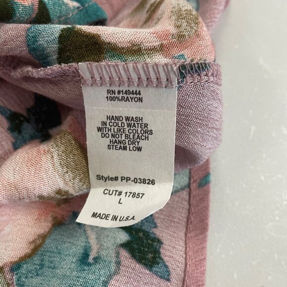 Nimi K Floral Romper Long Sleeve Crochet Trim Keyhole Womens Size Large - Picture 9 of 9